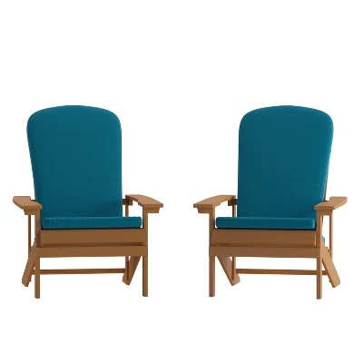 Flash Furniture Charlestown Set Of 2 All-Weather Poly Resin Wood Adirondack Chairs With Cushions For Deck, Porch, And Patio 15 Flash Furniture Charlestown Set Of 2 All-Weather Poly Resin Wood Adirondack Chairs With Cushions For Deck, Porch, And Patio - Image 13