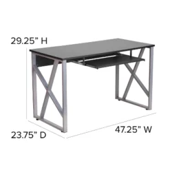 Flash Furniture Black Computer Desk With Pull-Out Keyboard Tray And Cross-Brace Frame -Flash Furniture GUEST 3196a5f6 35cf 4514 a021 ca2b60e67b16