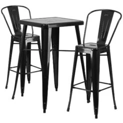 Flash Furniture Commercial Grade 23.75" Square Metal Indoor-Outdoor Bar Table Set With 2 Stools With Backs -Flash Furniture GUEST 31c2a244 4041 418d a5b4 a9247dd44836