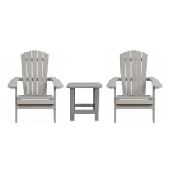 Flash Furniture 2 Pack Charlestown All-Weather Poly Resin Folding Adirondack Chairs With Side Table -Flash Furniture GUEST 31fe0e17 41d5 41a3 aee7 8f84df5966d2