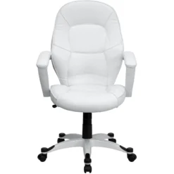 Mid-Back White Leather Executive Swivel Office Chair - Flash Furniture -Flash Furniture GUEST 3271c262 f662 44bd 8079 f45eacb3ba8b