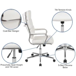 Flash Furniture Hansel High Back White LeatherSoft Contemporary Panel Executive Swivel Office Chair -Flash Furniture GUEST 3277dd16 9e1e 4638 971f 428639491e2e