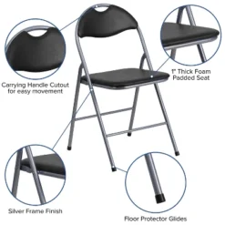 Flash Furniture 4 Pack HERCULES Series Black Vinyl Metal Folding Chair With Carrying Handle -Flash Furniture GUEST 33132892 f487 4cfd 8674 eb6bd6c206f8