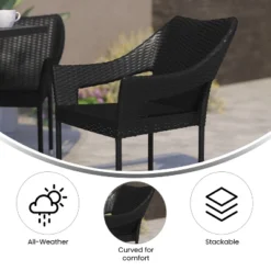 Flash Furniture Ethan Set Of 2 Commercial Grade Stacking Patio Chairs, All Weather PE Rattan Wicker Patio Dining Chairs -Flash Furniture GUEST 3345fdc2 22f8 4f12 b93b a476353652b9 1