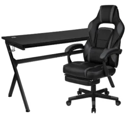 Flash Furniture Gaming Desk With Cup Holder/Headphone Hook/Removable Mousepad Top & Reclining Back/Arms Gaming Chair With Footrest 33 Flash Furniture Gaming Desk With Cup Holder/Headphone Hook/Removable Mousepad Top & Reclining Back/Arms Gaming Chair With Footrest -Flash Furniture GUEST 336d5609 a20c 467d bf57 81784f3662fc