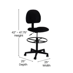 Flash Furniture Black Fabric Drafting Chair (Cylinders: 22.5''-27''H Or 26''-30.5''H) 13 Flash Furniture Black Fabric Drafting Chair (Cylinders: 22.5''-27''H Or 26''-30.5''H) -Flash Furniture GUEST 3392c26a 8f64 42a5 aae9 2f85dcc29647