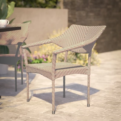 Flash Furniture Jace Commercial Grade Stacking Patio Chair, All Weather PE Rattan Wicker Patio Dining Chair 5 Flash Furniture Jace Commercial Grade Stacking Patio Chair, All Weather PE Rattan Wicker Patio Dining Chair - Image 3