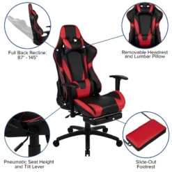Flash Furniture X30 Gaming Chair Racing Office Ergonomic Computer Chair With Fully Reclining Back And Slide-Out Footrest In Red LeatherSoft -Flash Furniture GUEST 3550221b 1ec4 4f86 bd2c 548c67808f8e