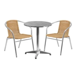 Flash Furniture Lila 23.5'' Round Aluminum Indoor-Outdoor Table Set With 2 Rattan Chairs 9 Flash Furniture Lila 23.5'' Round Aluminum Indoor-Outdoor Table Set With 2 Rattan Chairs -Flash Furniture GUEST 35ad2d2a cf64 4fa2 b3bc 4aac36bb45f8