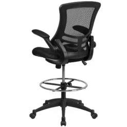 Flash Furniture Mid-Back Black Mesh Ergonomic Drafting Chair With Adjustable Foot Ring And Flip-Up Arms -Flash Furniture GUEST 360a6cb4 b502 4b20 8c53 e67afa130e6d