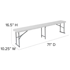 Flash Furniture 10.25''W X 71''L Bi-Fold Granite White Plastic Bench With Carrying Handle -Flash Furniture GUEST 360f38ef cb52 45bf bbe6 4885bb81d760