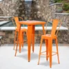 Flash Furniture Commercial Grade 23.75" Square Metal Indoor-Outdoor Bar Table Set With 2 Stools With Backs -Flash Furniture GUEST 3643343c 4af9 4087 86fb b92de2907c48