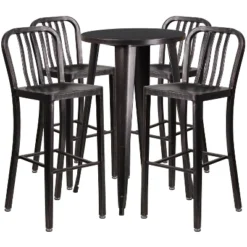 Flash Furniture Commercial Grade 24" Round Metal Indoor-Outdoor Bar Table Set With 4 Vertical Slat Back Stools 11 Flash Furniture Commercial Grade 24" Round Metal Indoor-Outdoor Bar Table Set With 4 Vertical Slat Back Stools -Flash Furniture GUEST 3705c129 1515 4272 b80f 447d423c8c9a