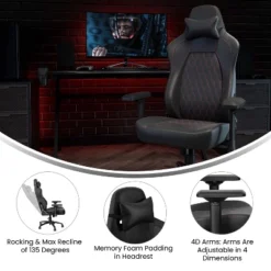 Flash Furniture Falco Ergonomic High Back Adjustable Gaming Chair With 4D Armrests, Headrest Pillow, And Adjustable Lumbar Support -Flash Furniture GUEST 373525bc f30e 42b0 a50c 0c5b3b57700f