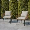 Flash Furniture Evin Set Of 2 Boho Indoor/Outdoor Rope Rattan Wicker Patio Chairs With All-Weather Cushions -Flash Furniture GUEST 374127ec 0157 4274 a5a0 8391319fc741