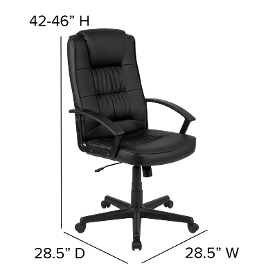 Flash Furniture Biscayne Flash Fundamentals High Back Black LeatherSoft-Padded Task Office Chair With Arms 7 Flash Furniture Biscayne Flash Fundamentals High Back Black LeatherSoft-Padded Task Office Chair With Arms - Image 5