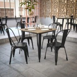 Flash Furniture Declan Commercial Grade Indoor/Outdoor Dining Table, 31.5" Square All Weather Poly Resin Top With Steel Base -Flash Furniture GUEST 37de4e48 8e4a 4128 a569 d30c6583a694