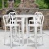 Flash Furniture Commercial Grade 30" Round Metal Indoor-Outdoor Bar Table Set With 4 Vertical Slat Back Stools -Flash Furniture GUEST 3821cb2f 7c8a 484a 81d5 e029aa3bbcc0