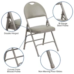 Flash Furniture 4 Pack HERCULES Series Extra Large Ultra-Premium Triple Braced Metal Folding Chair With Easy-Carry Handle -Flash Furniture GUEST 38746faf f0db 4741 a90a b32fb992eaae