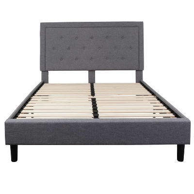 Flash Furniture Roxbury Tufted Upholstered Platform Bed With 10 Inch CertiPUR-US Certified Foam And Pocket Spring Mattress 10 Flash Furniture Roxbury Tufted Upholstered Platform Bed With 10 Inch CertiPUR-US Certified Foam And Pocket Spring Mattress - Image 8