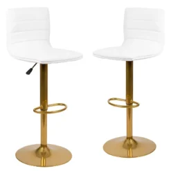 Flash Furniture Modern Vinyl Adjustable Height Barstool With Horizontal Stitch Back, Set Of 2 -Flash Furniture GUEST 38fa3767 9cf2 4b31 ba28 da8bc84e2b21