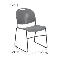 Flash Furniture HERCULES Series 880 Lb. Capacity Gray Ultra-Compact Stack Chair With Black Powder Coated Frame -Flash Furniture GUEST 3a44fd37 962c 4551 a5d0 526ae23ec79b