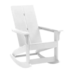Flash Furniture Finn Modern Commercial Grade All-Weather 2-Slat Poly Resin Wood Rocking Adirondack Chair With Rust Resistant Stainless Steel Hardware -Flash Furniture GUEST 3b093ad4 09c8 4102 88bf 46b985d5957f