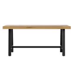 Flash Furniture All Weather Commercial Acacia Wood Top Patio Table With Metal Base-Natural/Black -Flash Furniture GUEST 3bae5c70 0f28 4209 81e5 f9251fd355b2