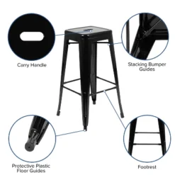 Flash Furniture 30" High Metal Indoor Bar Stool - Stackable Set Of 4 -Flash Furniture GUEST 3cb8cbbc ea79 4d59 bc6c 88c52fba09ec