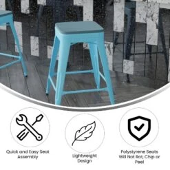 Flash Furniture Cierra Set Of 4 Commercial Grade 24" High Backless Metal Indoor Counter Height Stools With All-Weather Poly Resin Seats -Flash Furniture GUEST 3cb98af5 e437 49e1 85ce 169c77f58d40