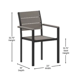 Flash Furniture Finch Commercial Grade Patio Chair With Arms, Stackable Side Chair With Faux Teak Poly Slats And Metal Frame -Flash Furniture GUEST 3d0cc55b a749 491d b4cc 12caec22e369
