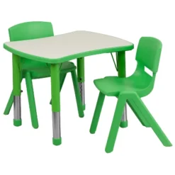 Flash Furniture 21.875"W X 26.625"L Rectangular Plastic Height Adjustable Activity Table Set With 2 Chairs -Flash Furniture GUEST 3d491e6f a36c 42bc 98c6 63af20a5e208