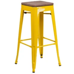 Flash Furniture 30" High Backless Metal Barstool With Square Wood Seat -Flash Furniture GUEST 3f221c45 6c6b 4f3c 8ae5 c82dd98ca0b4