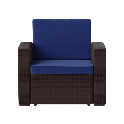Flash Furniture Seneca Faux Rattan Chair With All-Weather Cushion 10 Flash Furniture Seneca Faux Rattan Chair With All-Weather Cushion - Image 8