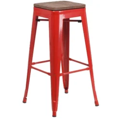 Flash Furniture 30" High Backless Metal Barstool With Square Wood Seat -Flash Furniture GUEST 3fbac8c4 4e67 472c 92f3 750d43ee9f6a