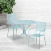 Flash Furniture Oia Commercial Grade 35.25" Round Indoor-Outdoor Steel Patio Table Set With 2 Square Back Chairs -Flash Furniture GUEST 3fe48169 986b 4067 b39d 8cc2a189e1c9