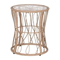 Flash Furniture Devon 3-Piece Indoor/Outdoor Bistro Set, Papasan Style Rattan Rope Chairs, Glass Top Side Table & Cushions -Flash Furniture GUEST 408c62bb 4492 4b43 aa82 6cd08b0777ad