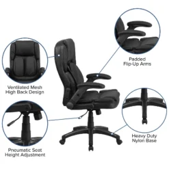 Flash Furniture Hansel Extreme Comfort High Back Black LeatherSoft Executive Swivel Ergonomic Office Chair With Flip-Up Arms -Flash Furniture GUEST 40f58c70 809e 4eb0 85eb faeafd99e712