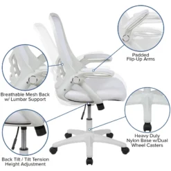 Flash Furniture Porter High Back White Mesh Ergonomic Swivel Office Chair With White Frame And Flip-up Arms -Flash Furniture GUEST 4150c8fb 9b0a 4415 830d 1fd4b64f2f71