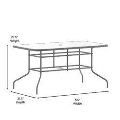 Flash Furniture Tory 31.5" X 55" Rectangular Tempered Glass Metal Table With Umbrella Hole 16 Flash Furniture Tory 31.5" X 55" Rectangular Tempered Glass Metal Table With Umbrella Hole -Flash Furniture GUEST 416f78d6 cc06 4dda 9eb7 68bf679a85b9