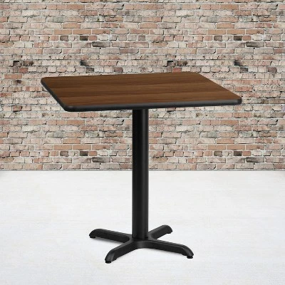 Flash Furniture 30'' Square Walnut Laminate Table Top With 22'' X 22'' Table Height Base 3 Flash Furniture 30'' Square Walnut Laminate Table Top With 22'' X 22'' Table Height Base