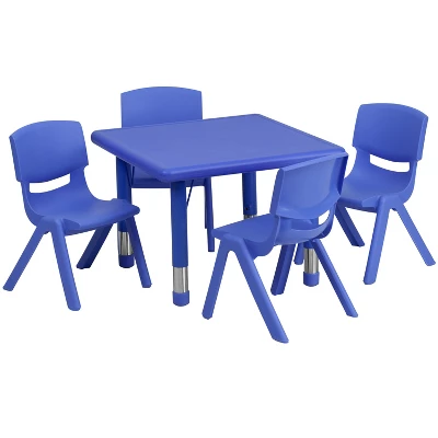 Flash Furniture 24" Square Plastic Height Adjustable Activity Table Set With 4 Chairs 4 Flash Furniture 24" Square Plastic Height Adjustable Activity Table Set With 4 Chairs - Image 2