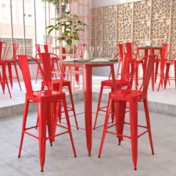 Flash Furniture Declan Commercial Indoor/Outdoor Bar Top Table, 30" Round All Weather Poly Resin Top With Steel Base -Flash Furniture GUEST 43699f06 040e 4bc3 9cdf c8bc666a1e96