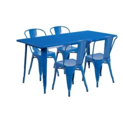 Flash Furniture Commercial Grade 31.5" X 63" Rectangular Metal Indoor-Outdoor Table Set With 4 Stack Chairs 16 Flash Furniture Commercial Grade 31.5" X 63" Rectangular Metal Indoor-Outdoor Table Set With 4 Stack Chairs -Flash Furniture GUEST 437bc41d 13d4 4603 8f43 85e970eb0210