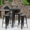 Flash Furniture Commercial Grade 24" Round Metal Indoor-Outdoor Bar Table Set With 4 Square Seat Backless Stools -Flash Furniture GUEST 44ad224e 76a9 46e5 94ad 109b1e81f6f3