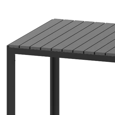 Flash Furniture Harris Commercial Grade Indoor/Outdoor Black Square Steel Patio Dining Table For 4 With Black Poly Resin Slatted Top 9 Flash Furniture Harris Commercial Grade Indoor/Outdoor Black Square Steel Patio Dining Table For 4 With Black Poly Resin Slatted Top - Image 7