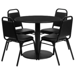 Flash Furniture 36'' Round Laminate Table Set With Round Base And 4 Trapezoidal Back Banquet Chairs 9 Flash Furniture 36'' Round Laminate Table Set With Round Base And 4 Trapezoidal Back Banquet Chairs -Flash Furniture GUEST 45e27917 4f02 4061 89b1 91c49de6199d
