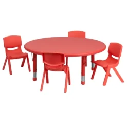 Flash Furniture 45" Round Plastic Height Adjustable Activity Table Set With 4 Chairs 21 Flash Furniture 45" Round Plastic Height Adjustable Activity Table Set With 4 Chairs -Flash Furniture GUEST 460b6e5d b99d 437c 806d 0836284f2fa0