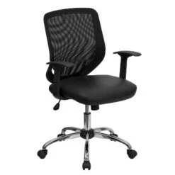 Flash Furniture Mid-Back Mesh Tapered Back Swivel Task Office Chair With LeatherSoft Seat, Chrome Base And T-Arms -Flash Furniture GUEST 47973e79 4221 4773 aeee 0b3d1449d30d