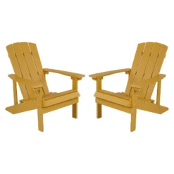 Flash Furniture Set Of 2 Charlestown All-Weather Poly Resin Wood Adirondack Chairs -Flash Furniture GUEST 47f55bce ae47 4cd5 9aa8 7f6d4eb3b8d3